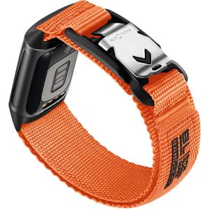 Bandletic Sport Band Compatible with Fitbit Charge 6/5 Bands for Men and Women, Rugged Soft Nylon Wristbands Replacement Straps with Magnetic Fidlock V-Buckle for Fitbit Charge 5/6 Fitness Tracker (Large(7.1"-8.5"), Orange)