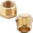 2pcs 1" NPT Male x 3/4" NPT Female Brass Reducer Hex Bushing Threaded Fitting Adapter by CX WONDERLAND