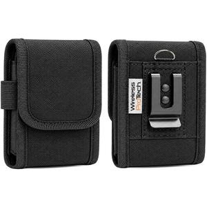 Premium Nylon Flip Phone Pouch with Metal Belt Clip and Adjustable Magnetic Closure Holster Compatible with Samsung and Motorola Flip Phones