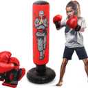 47" Kids Punching Bag with Boxing Gloves  Inflatable Boxing Bag for Boys & Girls, Standing Training Toy for Fitness & Stress Relief