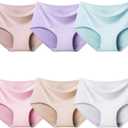 Domee Teen Girls Seamless Underwear No Show Panties Pack of 6 Invisible Briefs (10-11 Years, Light Color)