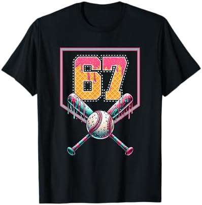 Baseball Drip Number 67 Player Or 67th Birthday T-Shirt S