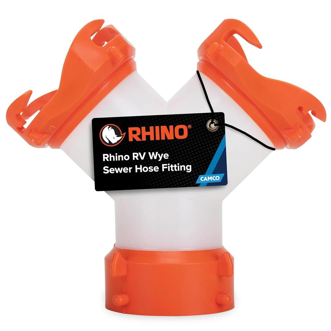 Camco RhinoFLEX Camper/RV Wye Sewer Hose Fitting | Features 360-Degree Swivel Ends & Built-In Gaskets for Odor Tight Connection | Allows for 2 Sewer Hoses to Connect to the Same Dump Station (39812),