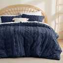 Bedsure Boho Duvet Cover King Size - Tufted Duvet Cover King Size for All Seasons, 3 Pieces Soft Shabby Chic Embroidery Boho Bedding Duvet Cover (Navy, King, 104x90)