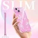 4 x Clear Case Compatible with iPhone 13, Cute Butterfly Print Protective Cover for Girls Women, Slim Soft TPU Four Corners Shockproof Case for iPhone 13 - White Butterfly