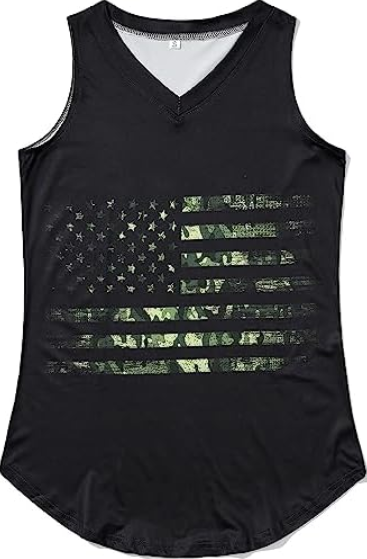 KYKU Women's Tank Top Summer Sleeveless T Shirt Casual V Neck Curved Hem Blouses, 2XL
