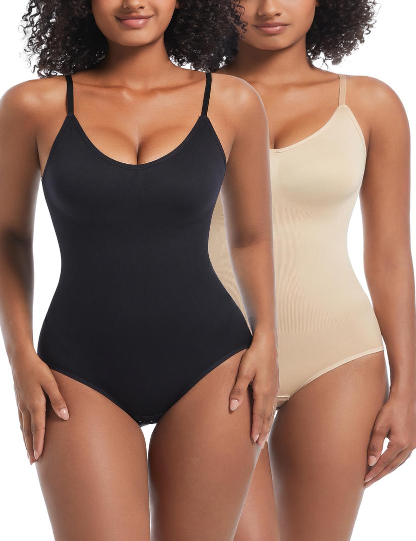 HUGINOCT Body Shaper Tummy Control Seamless Shapewear for Women Under Dress Shirts Light Compression Bodysuit