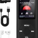MP3 Player with Bluetooth 5.2,Portable Music Player with 32GB Memory Card, Stereo Earphone, Voice Recorder/Video/Photo Viewer/E-Book for Kids,Gift,Blue (Black)