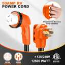 50 Amp RV Extension Cord 25 ft, Heavy Duty 6/3+8/1 SJTW AWG RV Power Cord with Grip Handle Twist Lock, NEMA 14-50P to SS2-50R with Polarity Lamp