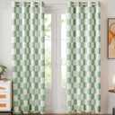 Sage Green Checkered Window Curtains, 100% Blackout Curtains 84 Inch Length 2 Panels Set, Darkening Curtains for Bedroom, Living Room Long Drapes 52" W x 84" L Each (Pack of 2)