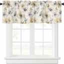 Pinroote Watercolor Flower Valances Window Treatment Farmhouse Decor, Beige Grey Spring Floral Botanical Rod Pocket Valance Curtains for Living Room, Bedroom, Kitchen, 54" W x 18" L - 1 Panel
