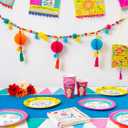 Talking Tables Colorful Mexican Pom Pom Garland for Boho Fiesta Birthday Party Llama Decor; Great for Encanto, Moana Themes; 13ft Paper Garland, Easy to Hang