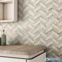 Stone Look Herringbone Peel and Stick Backsplash for Kitchen,Chevron Stick on Backsplash Mosaic Wall Tiles(Beige,10PCS)