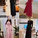 ZESICA Women's Elegant Maxi Dresses 2026 Fall Long Sleeve Button Casual A Line Boho Flowy Dress with Pockets (M)