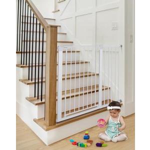 Amazon.com: COMOMY 36" Extra Tall Baby Gate for Stairs Doorways, Fits Openings 29.5" to 40.6" Wide, Auto Close Sturdy Safety Dog Gate for House, Pressure Mounted Easy Walk Through Pet Gate with Door, White : Baby