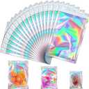 JETMORE 100 Pcs Holographic Mylar Bags, Smell Proof & Resealable Bag for Small Business, Foil Freshie Bags for Treat, Jewelry, Candy, Keychain, Package, Christmas Gift Bags, Goodie Baggies (3x5in)