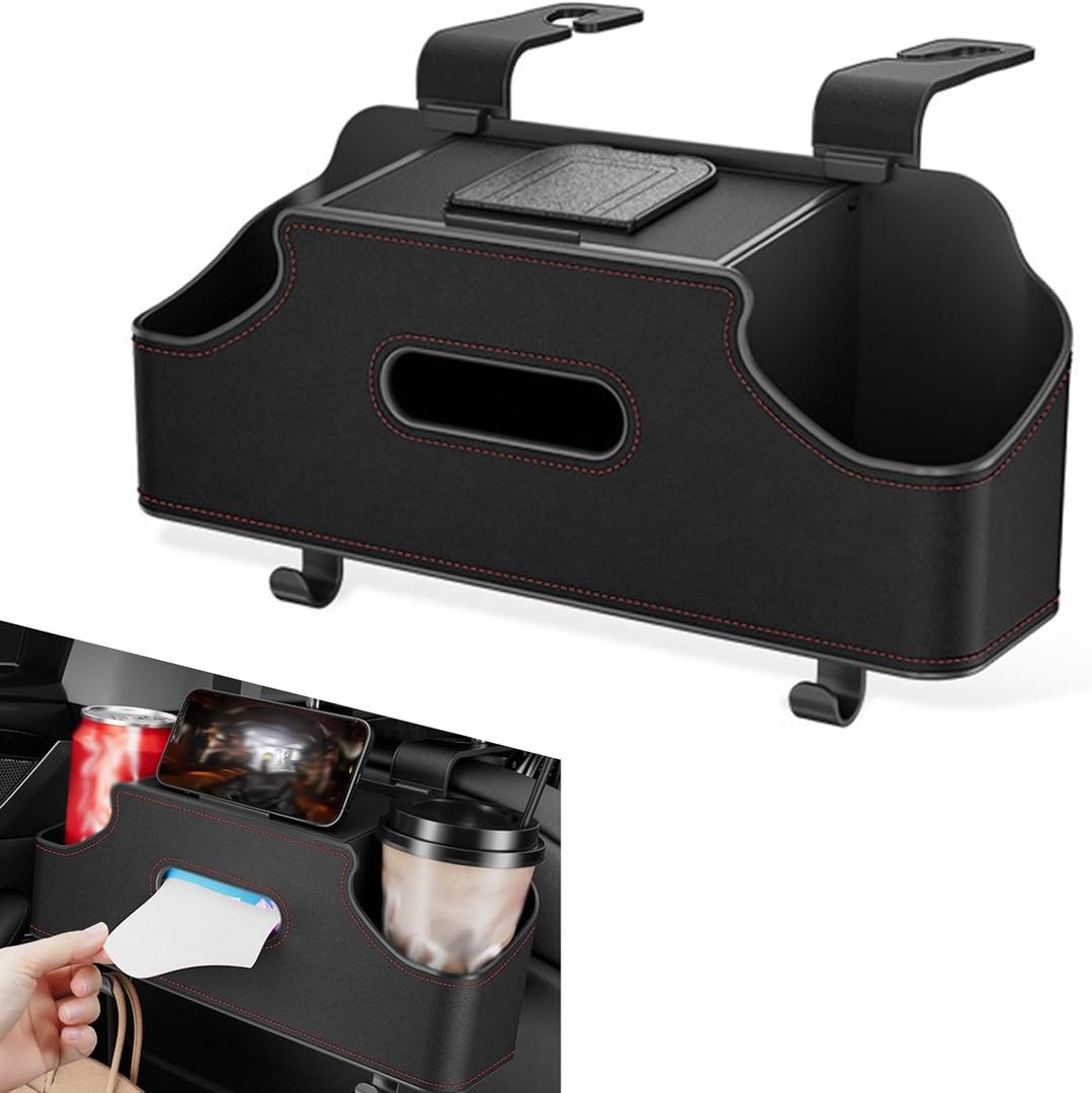 1 PC Car Seat Back Storage Box, 11.42" x 3.35" x 4.92" Hanging Fashionable Multifunctional Storage Rack, Easy to Clean and Durable Travel Accessories, Universal for Most Cars (Black)