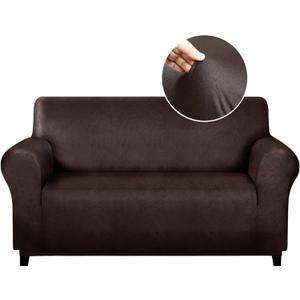 molasofa Loveseat Covers - Couch Cover for Leather Couches, Soft and Washable Loveseat Covers with Leather-Like Quality. Non-Pilling, Non-Slip 1-Piece Couch Cover for Pets and Kids (Chocolate)