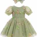 ODASDO Toddler Girls Party Dress Butterfly Birthday Outfit Rainbow Tulle Tutu Princess Dresses with Bowknot Headband