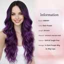 HMHIFI Long Ombre Purple Wig for Women 26Inch Mixed Dark Purple Wavy Curly Hair Wigs Synthetic Hair Replacement Wig Heat Resistant Hair Wig for Daily Party Use(26'' Dark Purple)