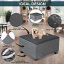 NeColorLife Ottoman Cover Square Waterproof Ottoman Slipcover Thick Storage Footrest Stool Covers Furniture Protector for Pets, Kids (Large, Dark Gray)