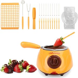 8.45oz Melting Fondue Set,MINI Electric Chocolate Melting Pot,Chocolate Fondue Fountain,Warmer Machine for Milk Chocolate,Cheese,Butter,Candy (Yellow)