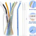 10 Pcs Reusable Bent Colored Glass Straws,9''x8 mm Shatter Resistant Cute Drinking Straws with 2 Cleaner Brush for 16 oz 18 oz Glass Cups and Home Drink Cups