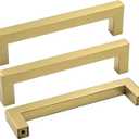 goldenwarm 2 Pack Gold Drawer Handles Stainless Steel Cabinet Pulls - LSJ12GD128 Square Dresser Handles 5inch Hole Centers Modern Bedroom Furniture Hardware, 128mm Hole Spacing (5in hole centers)
