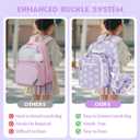 Corduroy Toddler Backpack for Kids 5-8, Kids backpack for Boys Girls with Lunch Box & Pencil Case - 15inch Kids Bookbag for School Preschool Kindergarten Daycare Daypack(Purple Floral) (Purple, S)