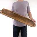 BEDAZE Wooden Dough Bowls Decorative，Rustic Bread Long Bowls Decor Wood Tray, Hand Carved for Table Centerpiece Decor, Home Decor(30 * 6 * 2 inch Brown)