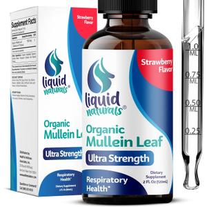 2 x Mullein Drops for Lungs, 2 Fl. Oz, Mullein Leaf Extract for Lungs Strawberry Flavor, Mullien Lung Detox and Cleanse, Mullen Tincture Support for Healthy Breathing