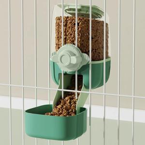Pet Hanging Automatic Feeders Drinking BowlsGravity Rabbit Feeder and Water SetCage Cat Food Bowl Feeding Station for Puppy Kitten Chinchilla Hedgehog Guinea Pig Ferret (Green-Food)