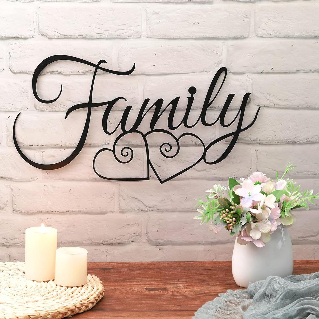 Ferraycle Metal Family Wall Decor Art Rustic Hanging Decoration Sign Family Signs Home Wall Decor for Living Room Bedroom Dining Room Kitchen(Black)