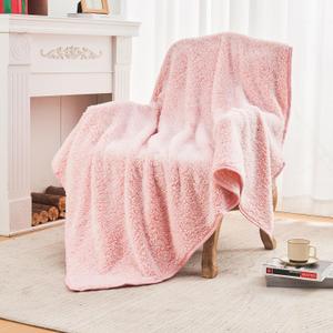 EMME Fleece Throw Blankets Soft Sherpa Plush Blankets for Couch Cozy Bed Blanket(Pink, 50"x60")