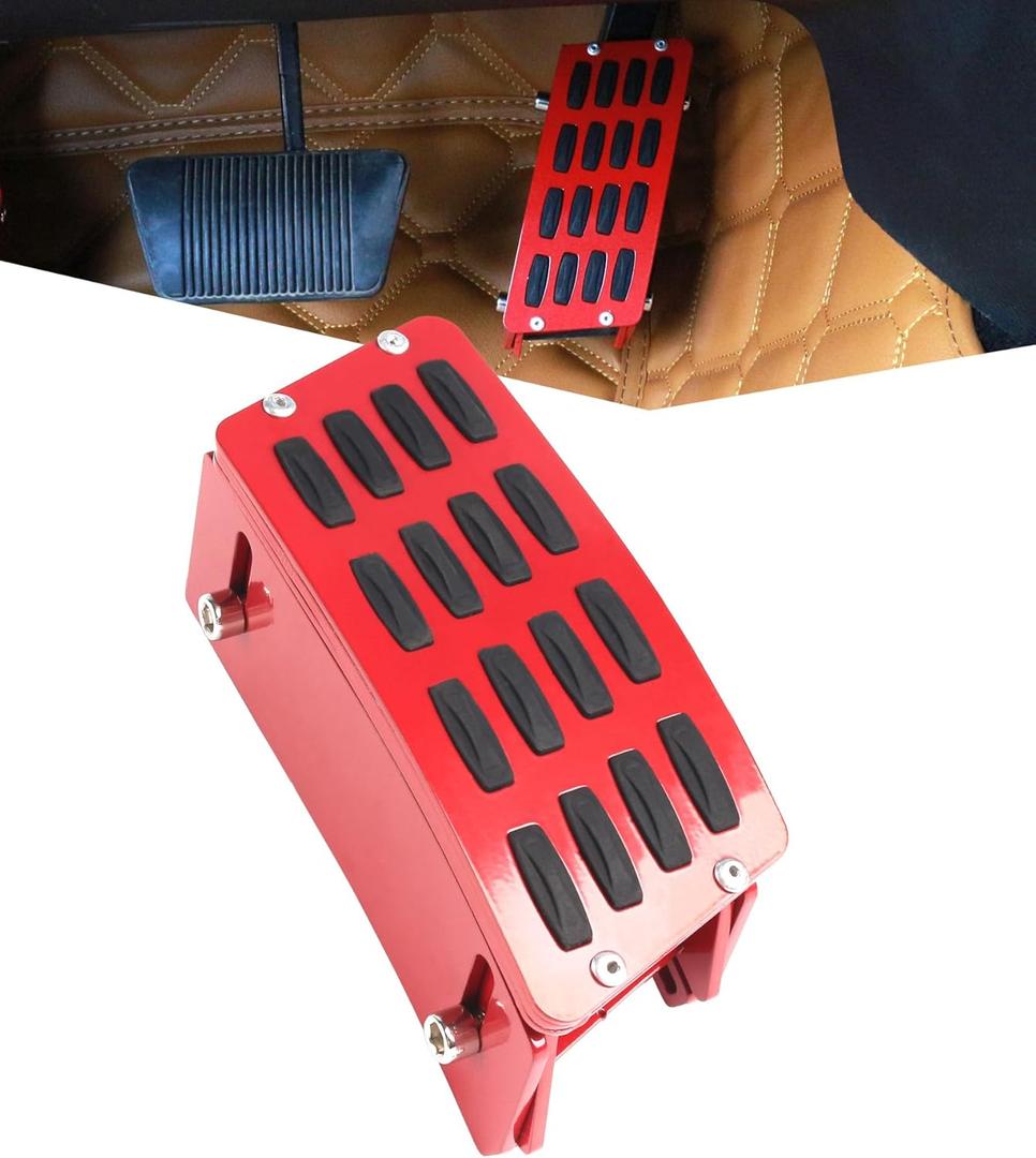 Red Gas Pedal Extender Cover Anti-Slip Adjustable Foot Pedal Pad Compatible with 2007-2017 Wrangler JK JKU 2/4-DOOR(NOT for 2018+ JL Models)
