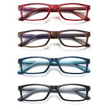 RaoOG Reading Glasses Blue Light Blocking for Men Women,Rectangular Frame Computer Readers with Spring Hinge 4-Pack +1.0