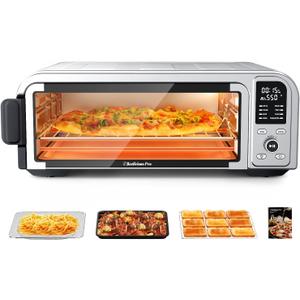 Beelicous Pro 19QT Digital 8-in-1 Air Fryer Toaster Oven, 550F Flavor-Lock Tech, Flip Up & Away Capability, 40+ Recipes, Airfryer Countertop Oven Combo, 4 Accessories, Fit 13" Pizza,