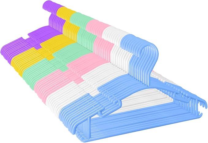 GoodtoU 60 Pack Kids Hangers Multicolor Baby Hanger Childrens Plastic Infant Hanger Toddler Hangers for Baby Clothes