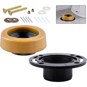 Toilet Flanges and Wax Rings for Toilets with Extended Flanges and Extra Thick Wax Rings for Floor Exit Toilets New Installation or Reinstallation 4" Waste Line for Plumbing Below Floor