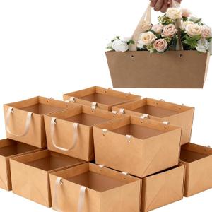 Cardboard Gift Basket Kit with Handles, Brown, 48 Pack, DIY Empty Display Trays for Wedding, Baby Shower, Graduation, Anniversary Party