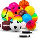 15 Pcs Sports Balls Set for Toddlers Kids Assorted Rubber Sport Playground Balls Inflatable with Pump for Boys Girls Indoor Outdoor Game Gifts