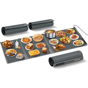 Food Warming Mat Extra Large, 54" x 16" Extra Long Warming Tray Mat Roll Up Silicone Electric Heating Food Warmer with 7 Temperature Settings 1-4 Hour Timer for Buffets Parties