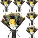 Zeyune 6 Pcs Graduation Sunflower Bouquet Gifts Class of 2025 Crochet Small Handmade Sunflower with Graduation Cap Artificial Flower Hand Knit Finished for Grad Celebration Party Favor Supplies