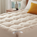 BEDLORE Queen Mattress Topper Viscose Derived from Bamboo, Thick Pillow Top Mattress Pad with Stretchable Pockets for 6-18 inches Mattress, Soft Mattress Topper for Back Pain Relief(Beige)