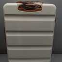 Kono 24 Inch Expandable Spinner Luggage with Wheels Hardshell Medium Checked Suitcase TSA Lock Cream White