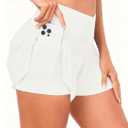 Women's Swim Shorts Bathing Suit Shorts High Waisted Bikini Bottoms Swimsuit Board Short Tankini Swimwear Bottoms (White)
