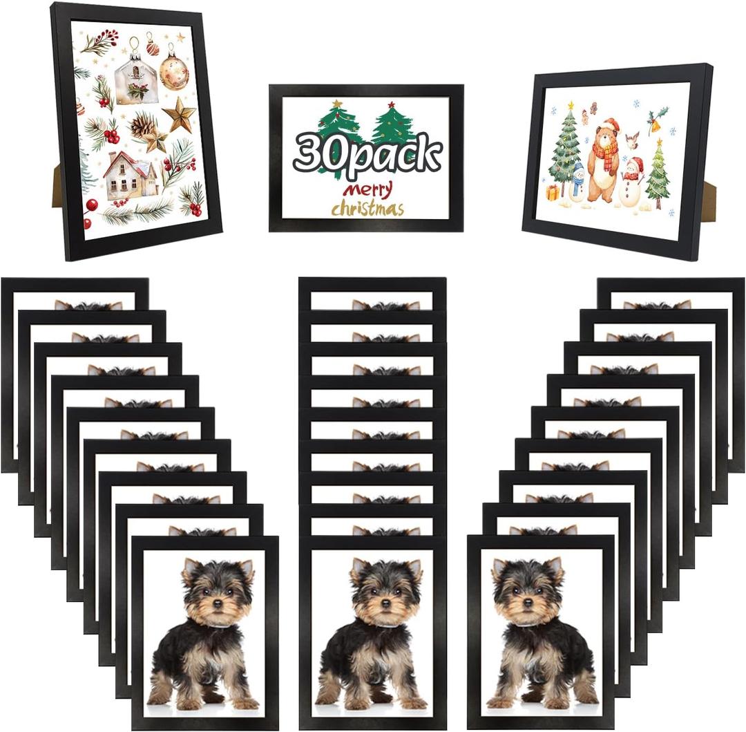 Set of 30 Photo Frames for 6x8 Photos Wall Mounting Simple Black Photo Frames Picture Frames for Wall or Tabletop Display