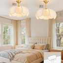 Boho Ceiling Fans with Lights,Flower Chandelier Ceiling Fan with Light and Remote ControlRattan Coastal Fandelier for Bedroom, Living Room,Foyer(26 Inch,6 Speed, Timing Adjustable Height)