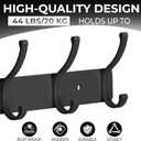 Dntorx Coat Rack Wall Mount, 2 Pack Coat Hooks Hanger Wall Double Hook Rack Rail Towel Hat Rack Entryway Bathroom Hanger Organizer for Robes, Clothes, Bags, Hat (Black)