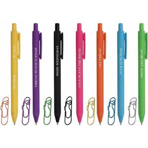 3 x Funny Pen for Adults, 7pcs Week Words Funny Novelty Pens and 7pcs Metal Pen Holder Clips Office Gifts for Corworkers
